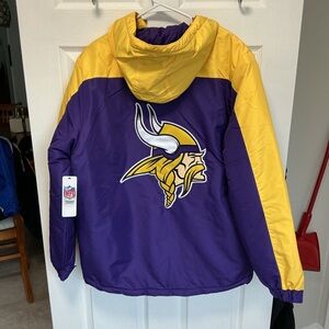 NFL Vikings Hooded Jacket - Purple and Yellow NEW Sz L